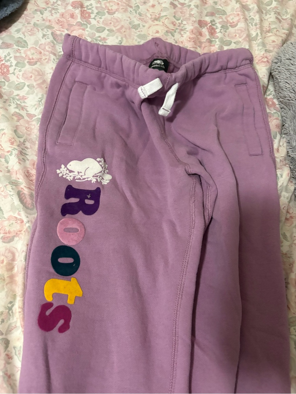 Roots Kids Purple Logo Sweatpants